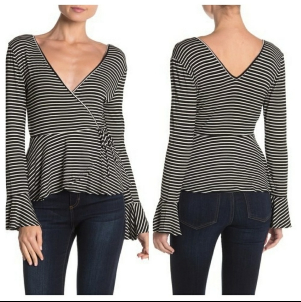 SALE🔥LAST 2! Striped Surplice Wrap Top